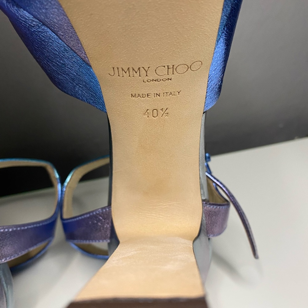 Jimmy Choo Iridescent Blue-Purple Platform Sandals - Picture 7 of 9